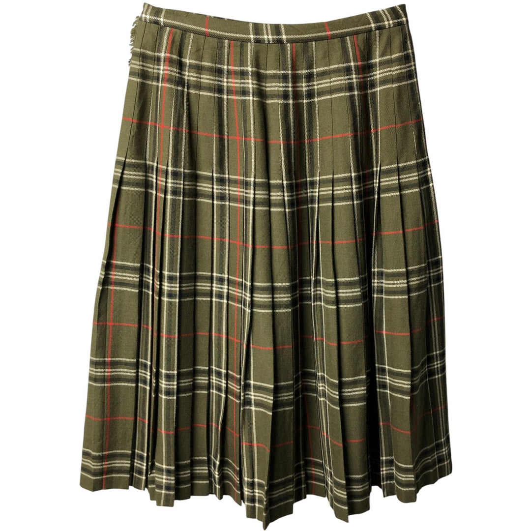 Vintage 1980'S HIGHLAND QUEEN check pattern wool midi wrap skirt, made in Canada, women's size XL wool Khaki type Vintage Second Hand