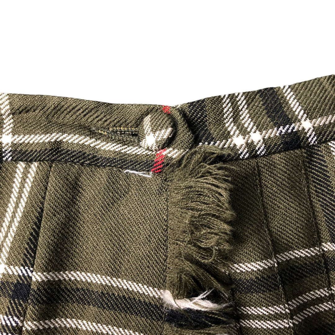 Vintage 1980'S HIGHLAND QUEEN check pattern wool midi wrap skirt, made in Canada, women's size XL wool Khaki type Vintage Second Hand