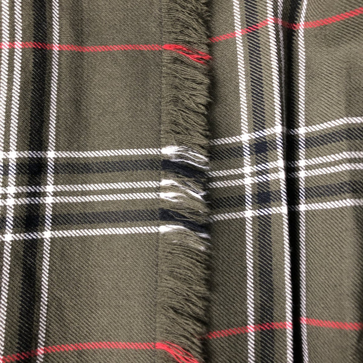 Vintage 1980'S HIGHLAND QUEEN check pattern wool midi wrap skirt, made in Canada, women's size XL wool Khaki type Vintage Second Hand