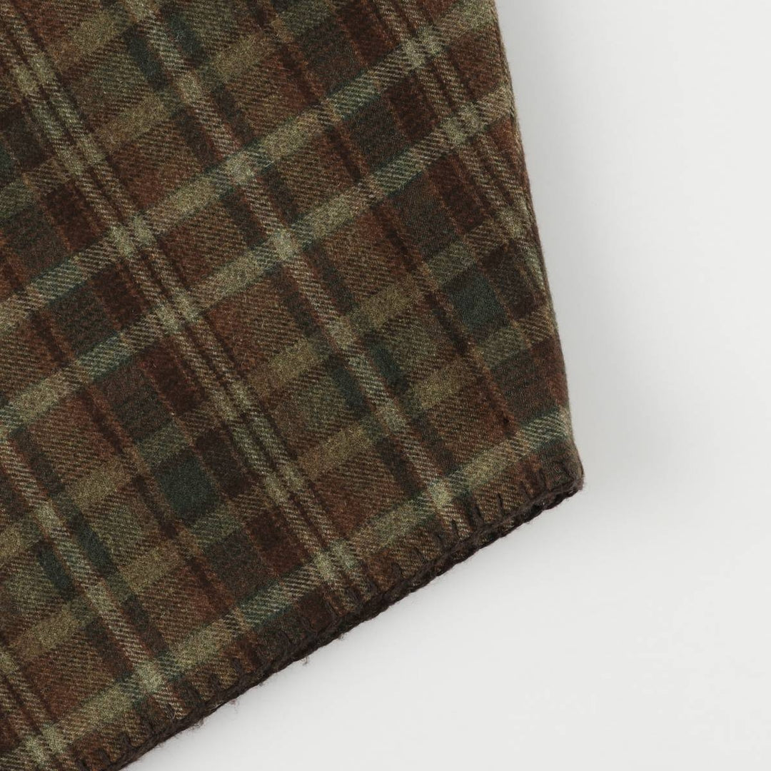 Ralph Lauren LAUREN PETITE Check Pattern Irregular Hem Wool Long A-Line Skirt, Women's Size L wool brown type Vintage Second Hand
