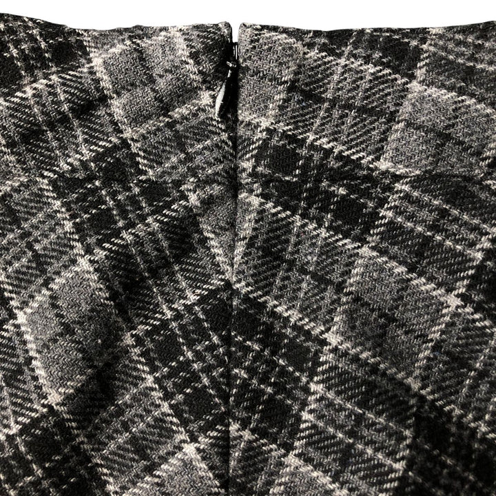 90'S GAP Vintage Check Pattern Wool Long A-Line Skirt, Women's Size L wool gray type Vintage Second Hand