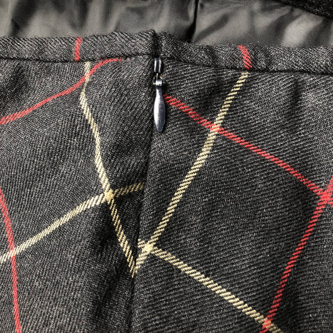 Liz Claiborne LIZPORT Check Pattern Wool Long A-Line Skirt, Women's Size L wool Charcoal Vintage Second Hand