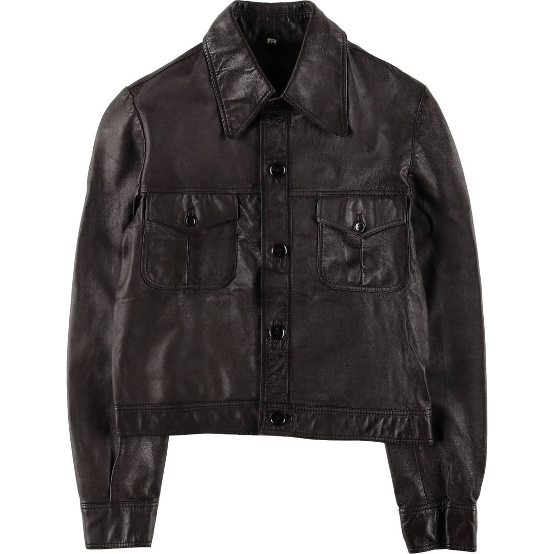 Leather blouson jacket, women's size S unclear brown type Vintage Second Hand