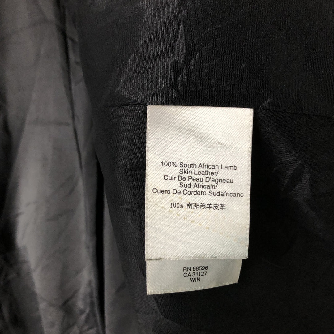 DKNY collarless leather jacket, women's size L Genuine Leather Lamb Leather black type Vintage Second Hand