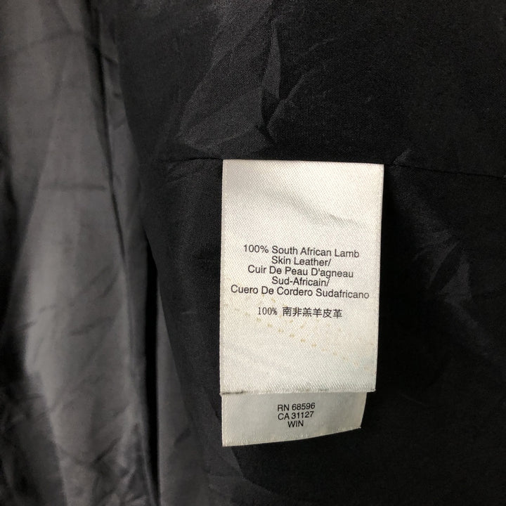 DKNY collarless leather jacket, women's size L Genuine Leather Lamb Leather black type Vintage Second Hand