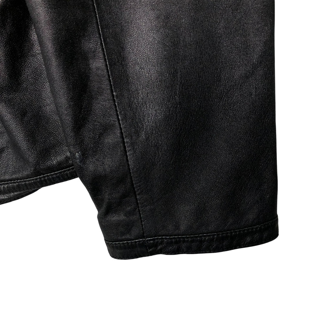 DKNY collarless leather jacket, women's size L Genuine Leather Lamb Leather black type Vintage Second Hand