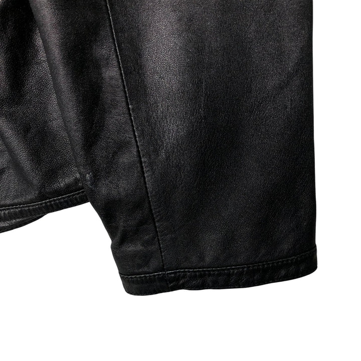 DKNY collarless leather jacket, women's size L Genuine Leather Lamb Leather black type Vintage Second Hand