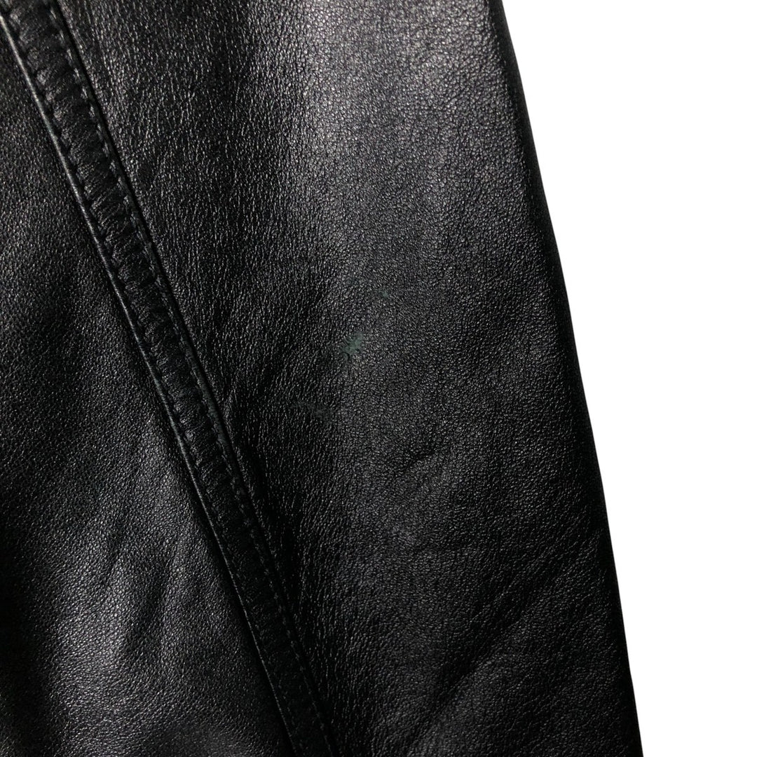 DKNY collarless leather jacket, women's size L Genuine Leather Lamb Leather black type Vintage Second Hand