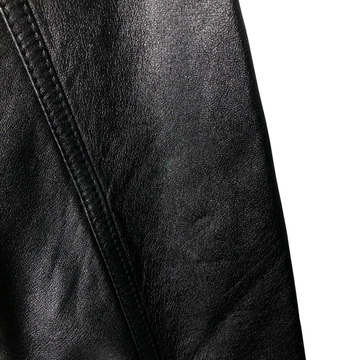 DKNY collarless leather jacket, women's size L Genuine Leather Lamb Leather black type Vintage Second Hand