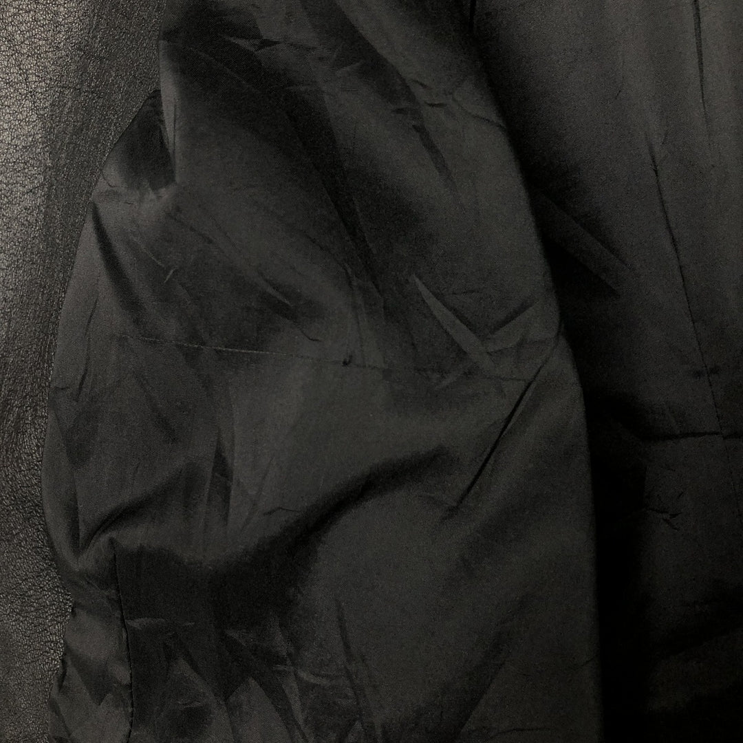 DKNY collarless leather jacket, women's size L Genuine Leather Lamb Leather black type Vintage Second Hand