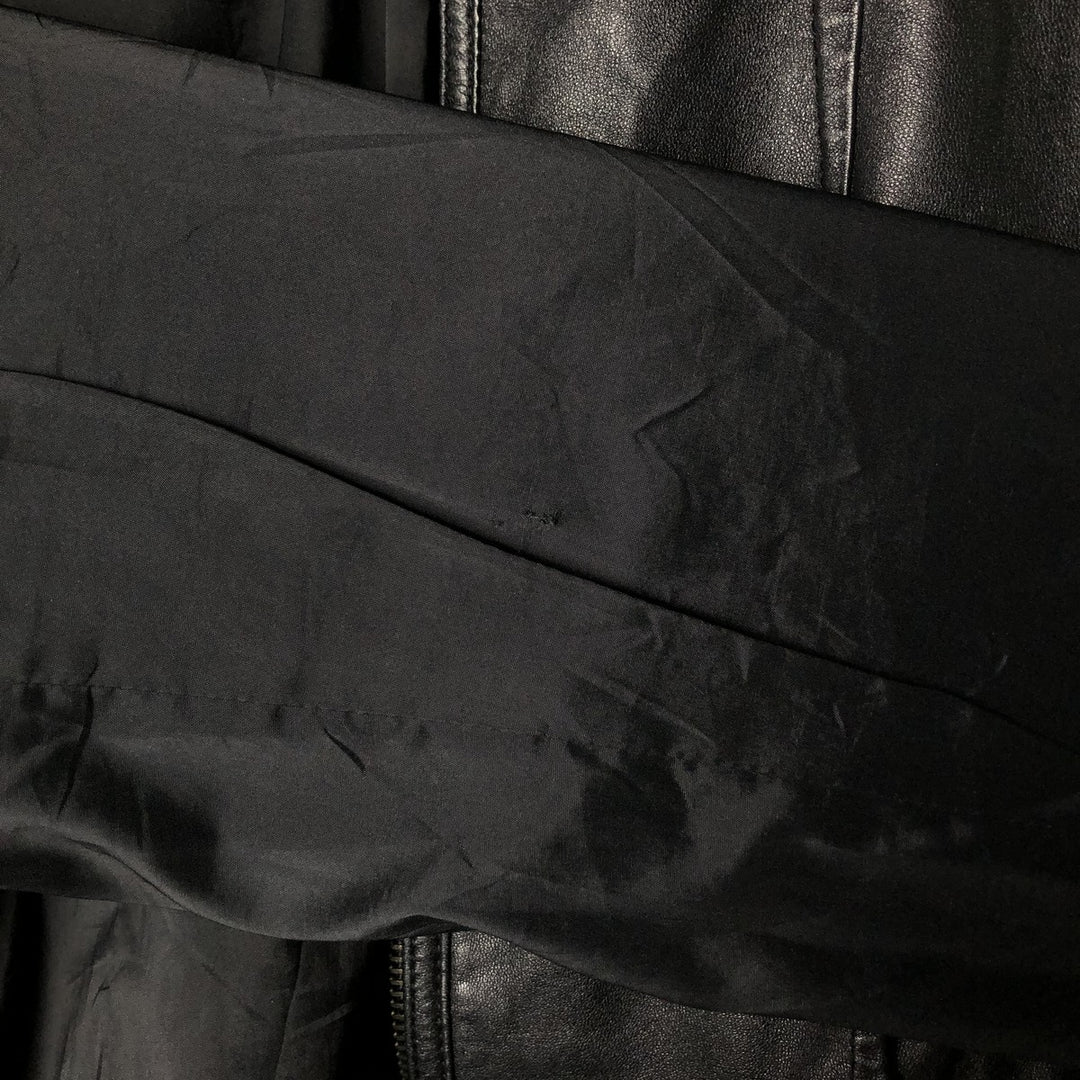 DKNY collarless leather jacket, women's size L Genuine Leather Lamb Leather black type Vintage Second Hand