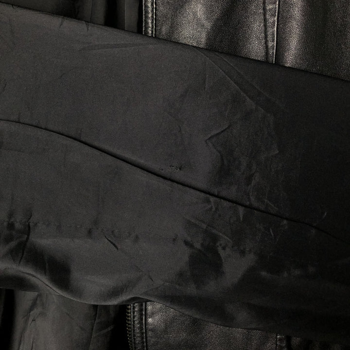 DKNY collarless leather jacket, women's size L Genuine Leather Lamb Leather black type Vintage Second Hand