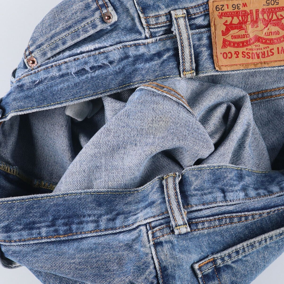Levi's 505 tapered denim pants for men, size w38 cotton blue type Vintage Second Hand