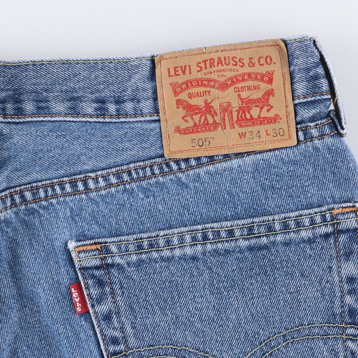 Levi's 505 tapered denim pants for men, size w37 cotton blue type Vintage Second Hand
