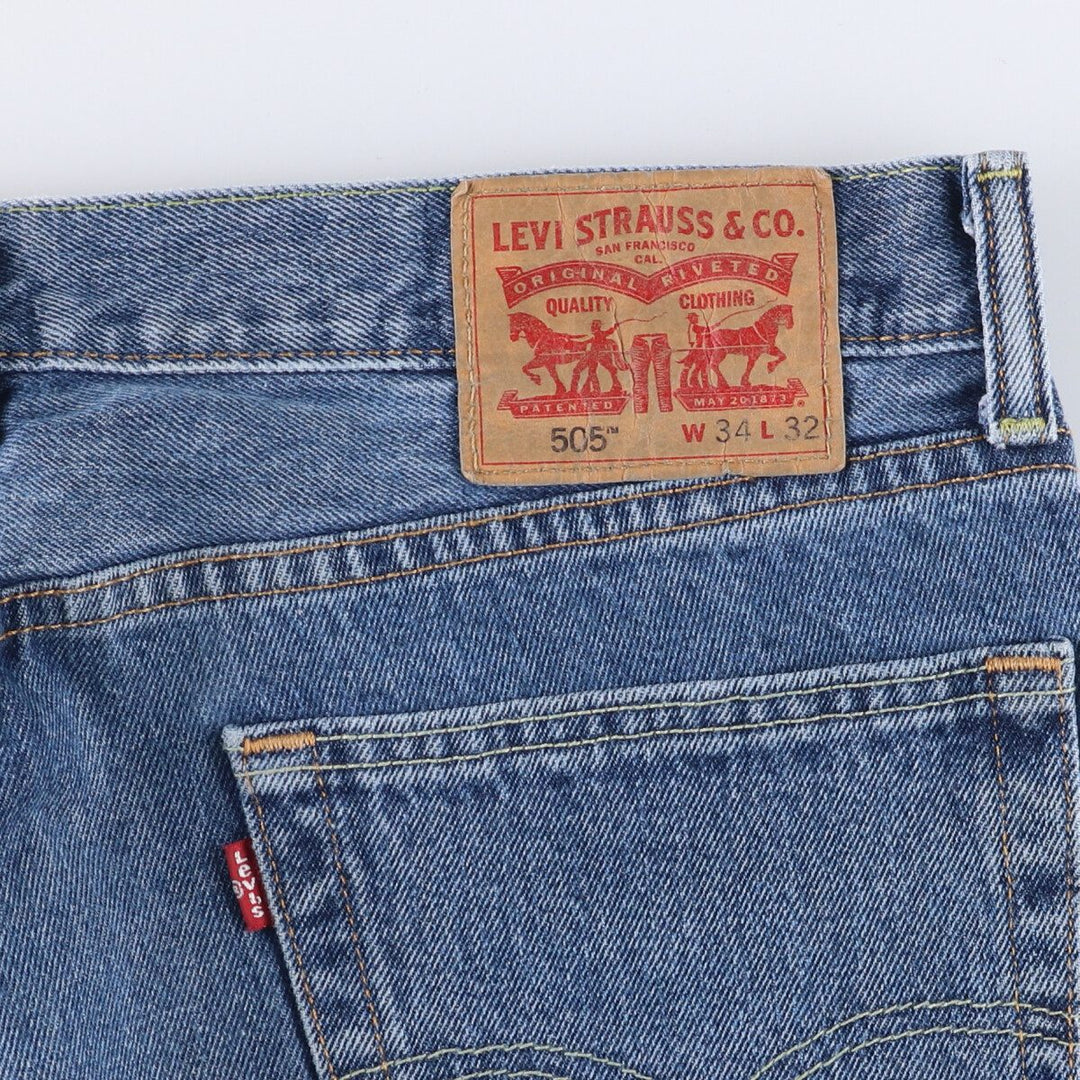 Levi's 505 tapered denim pants for men, size w37 cotton blue type Vintage Second Hand