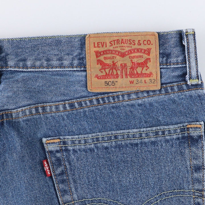 Levi's 505 tapered denim pants for men, size w37 cotton blue type Vintage Second Hand