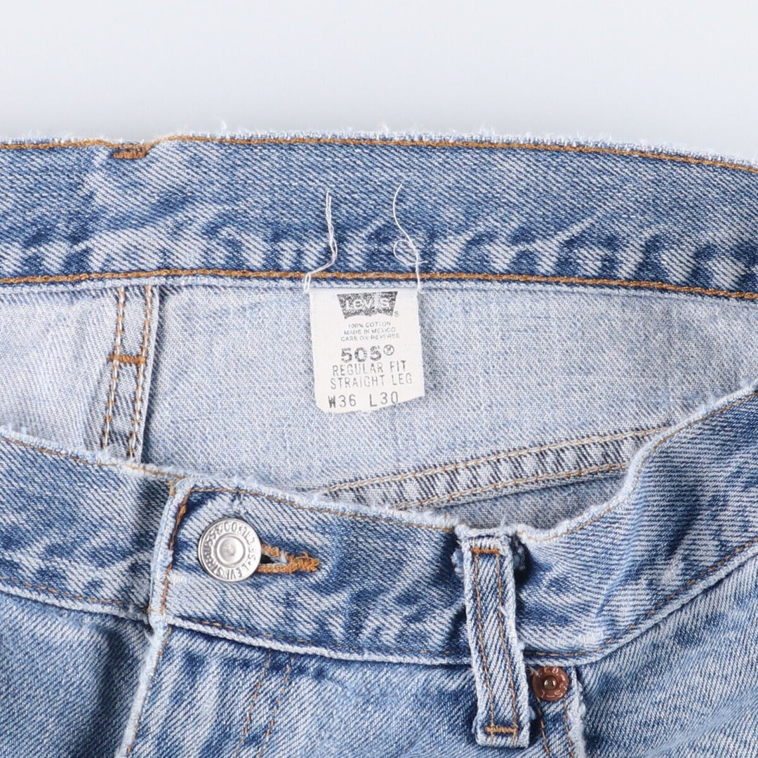 00'S Levi's 505 REGULAR FIT STRAIGHT LEG tapered denim pants for men, size w37 cotton Blue type light blue Vintage Second Hand