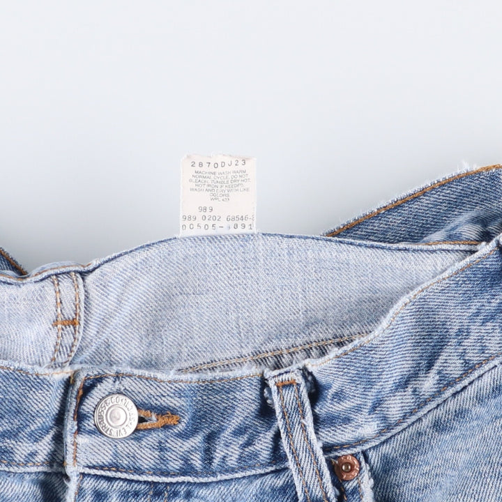 00'S Levi's 505 REGULAR FIT STRAIGHT LEG tapered denim pants for men, size w37 cotton Blue type light blue Vintage Second Hand