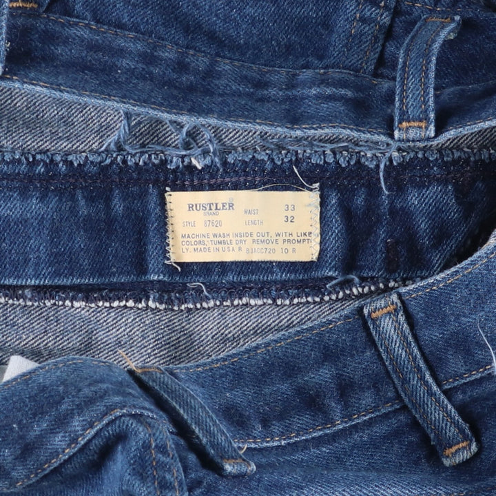 Vintage 80s-90'S Rustler Straight Denim Pants, Made in USA, Men's, Size W33 unclear navy blue type Vintage Second Hand