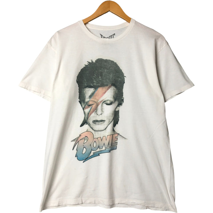 DAVID BOWIE David Bowie Band T-shirt Band T Men's L size cotton white type Vintage Second Hand