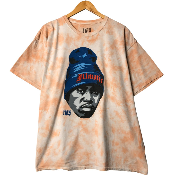 Nas Tie-Dye Pattern Rap T-Shirt, Men's XL cotton orange type Vintage Second Hand