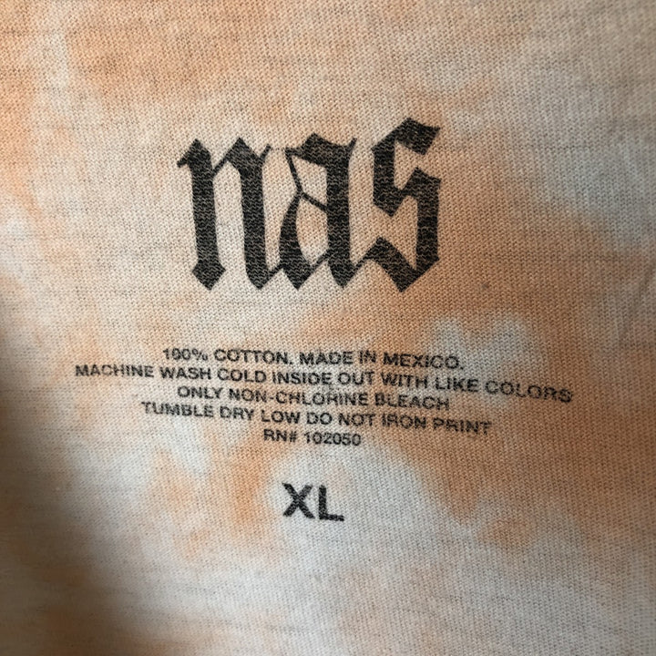 Nas Tie-Dye Pattern Rap T-Shirt, Men's XL cotton orange type Vintage Second Hand
