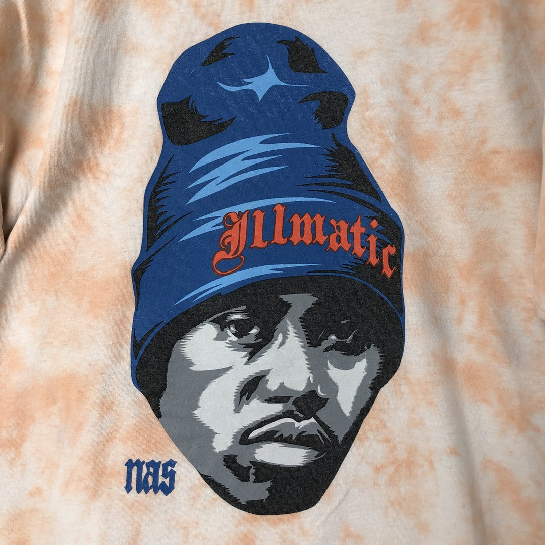 Nas Tie-Dye Pattern Rap T-Shirt, Men's XL cotton orange type Vintage Second Hand