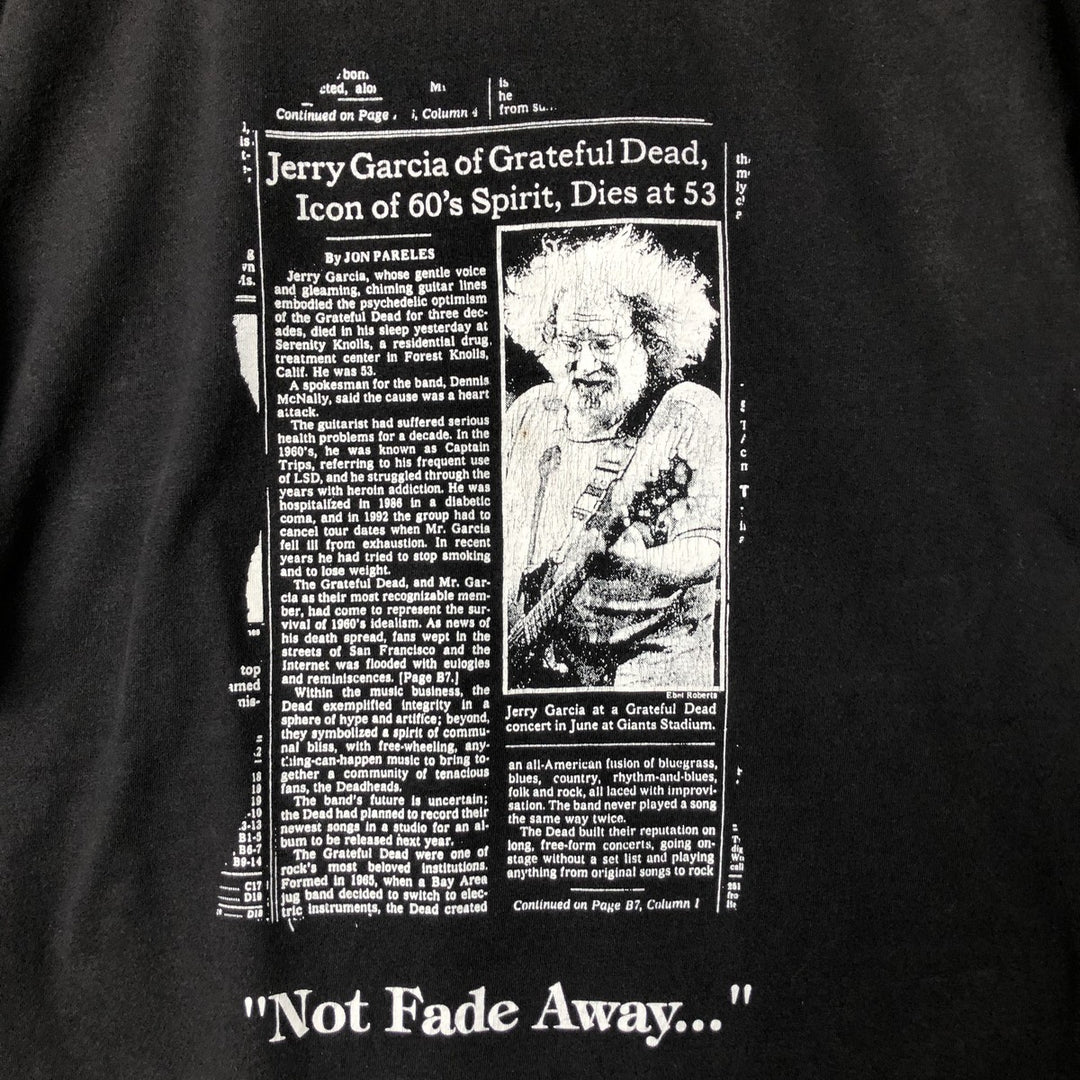 90'S Power Pro Jerry Garcia Band T-Shirt, Made in USA, Men's XL cotton black type Vintage Second Hand