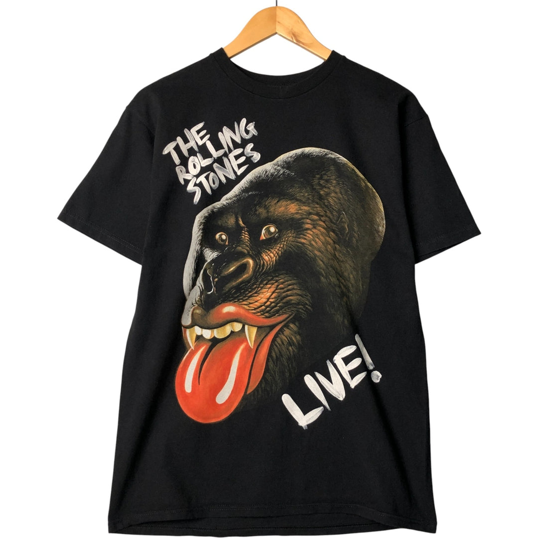 The Rolling Stones Gorilla Pattern Band T-Shirt, Men's Size Medium cotton black type Vintage Second Hand