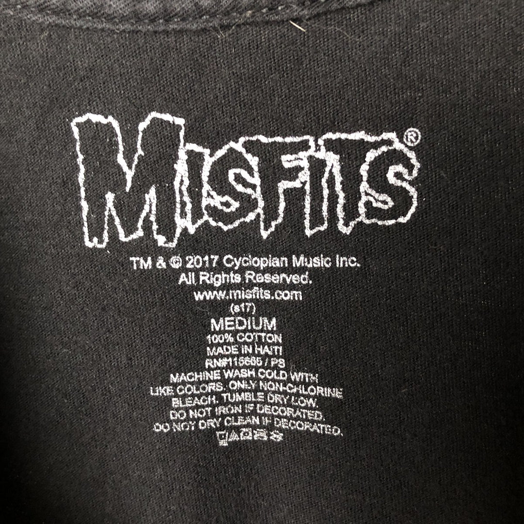 MISFITS Skull Pattern Band T-shirt, Men's M size cotton black type Vintage Second Hand