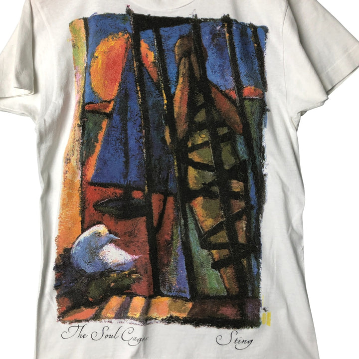 90'S STING Band T-Shirt, Men's Size Small unclear white type Vintage Second Hand