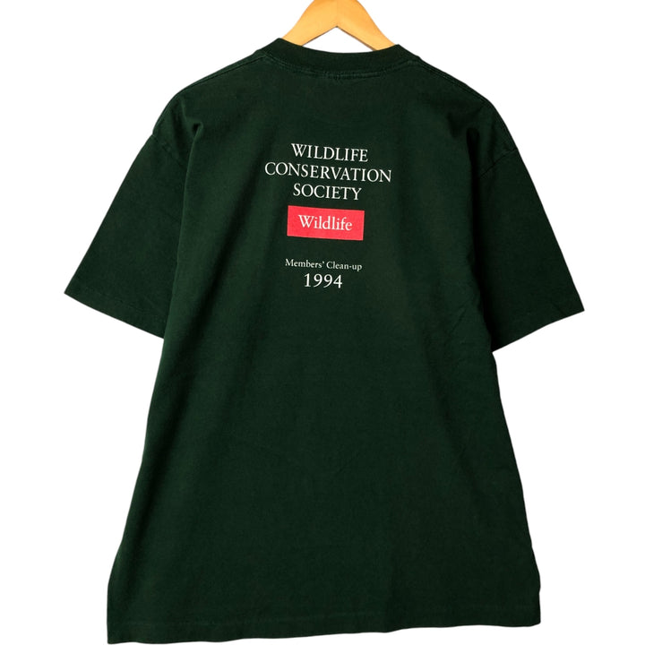 TRENCH ULTRA Bird Print Animal T-Shirt, Made in USA, Men's XL cotton Green type dark green Vintage Second Hand
