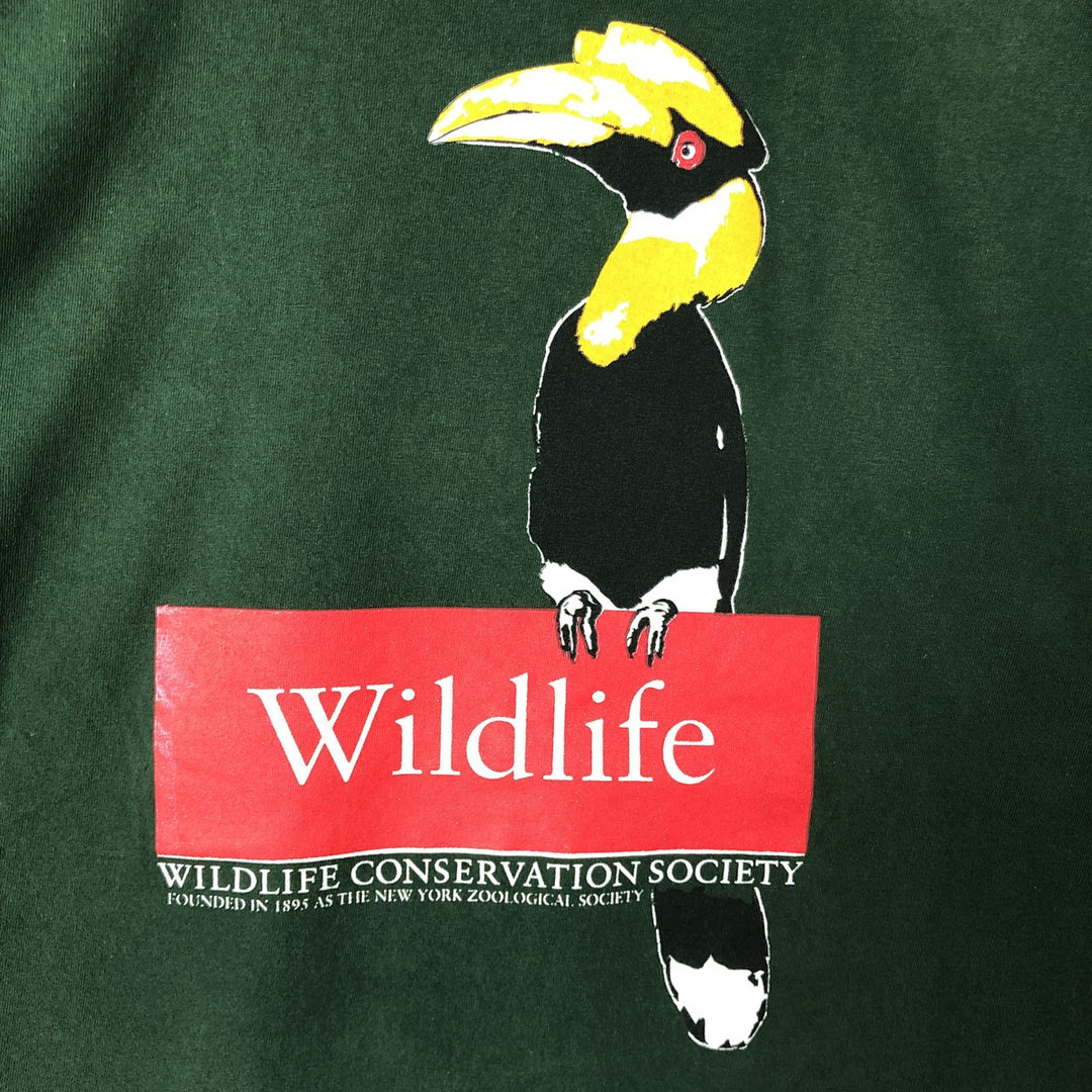 TRENCH ULTRA Bird Print Animal T-Shirt, Made in USA, Men's XL cotton Green type dark green Vintage Second Hand