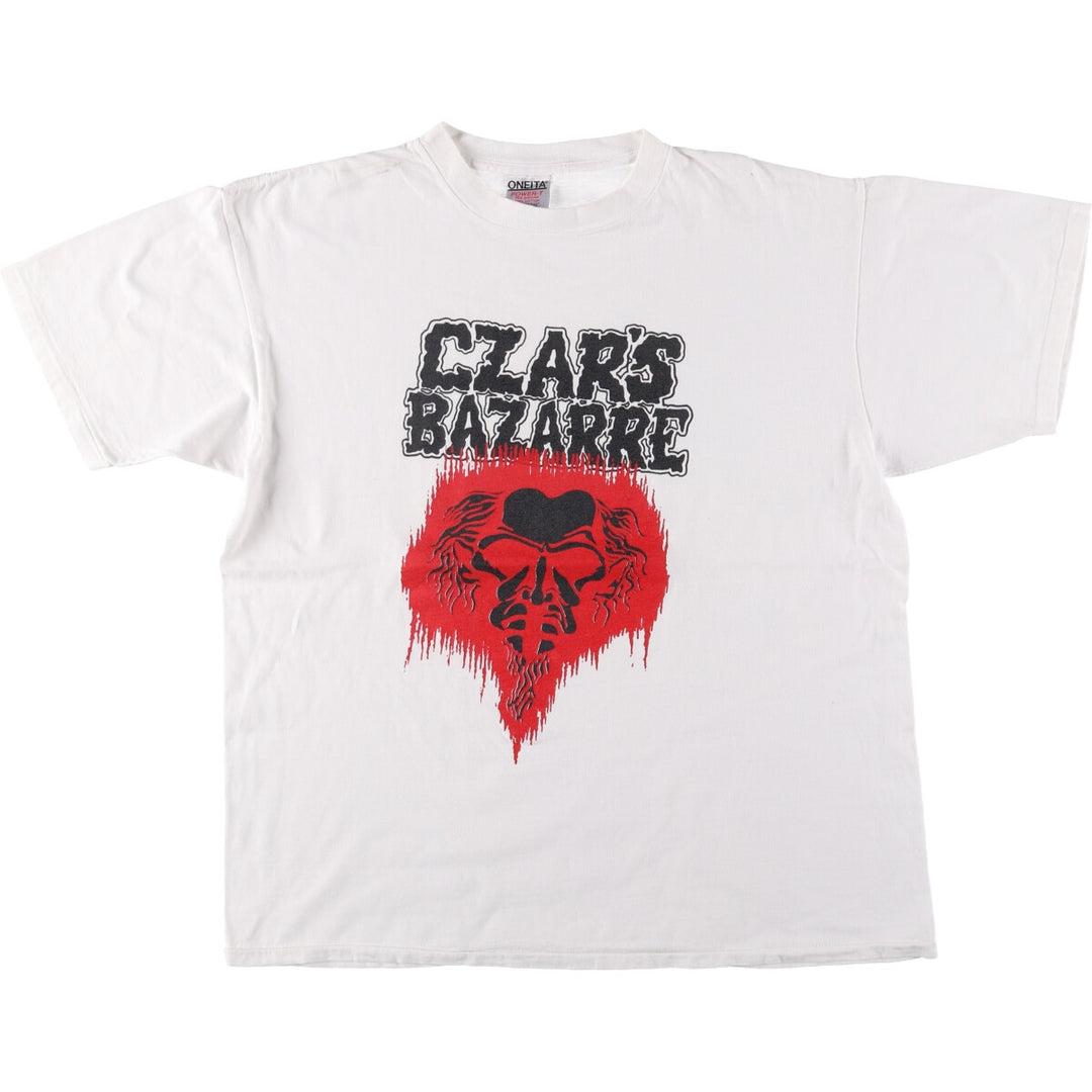 ONEITA BALZAC Band T-Shirt, Made in USA, Men's XL cotton white type Vintage Second Hand