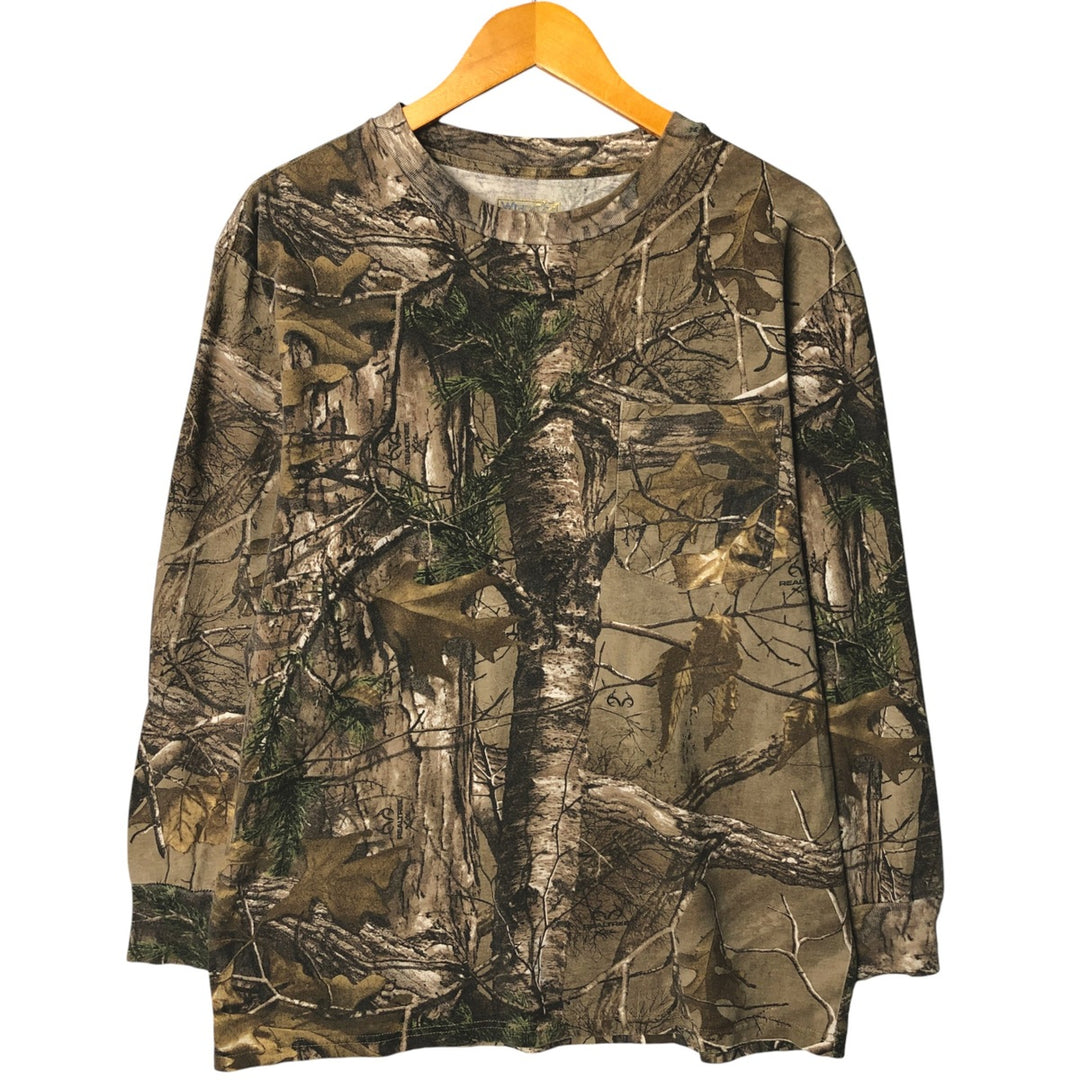 Wrangler Camouflage Pattern Realtree Camo Long Sleeve T-Shirt, Men's Size L unclear Khaki type Vintage Second Hand
