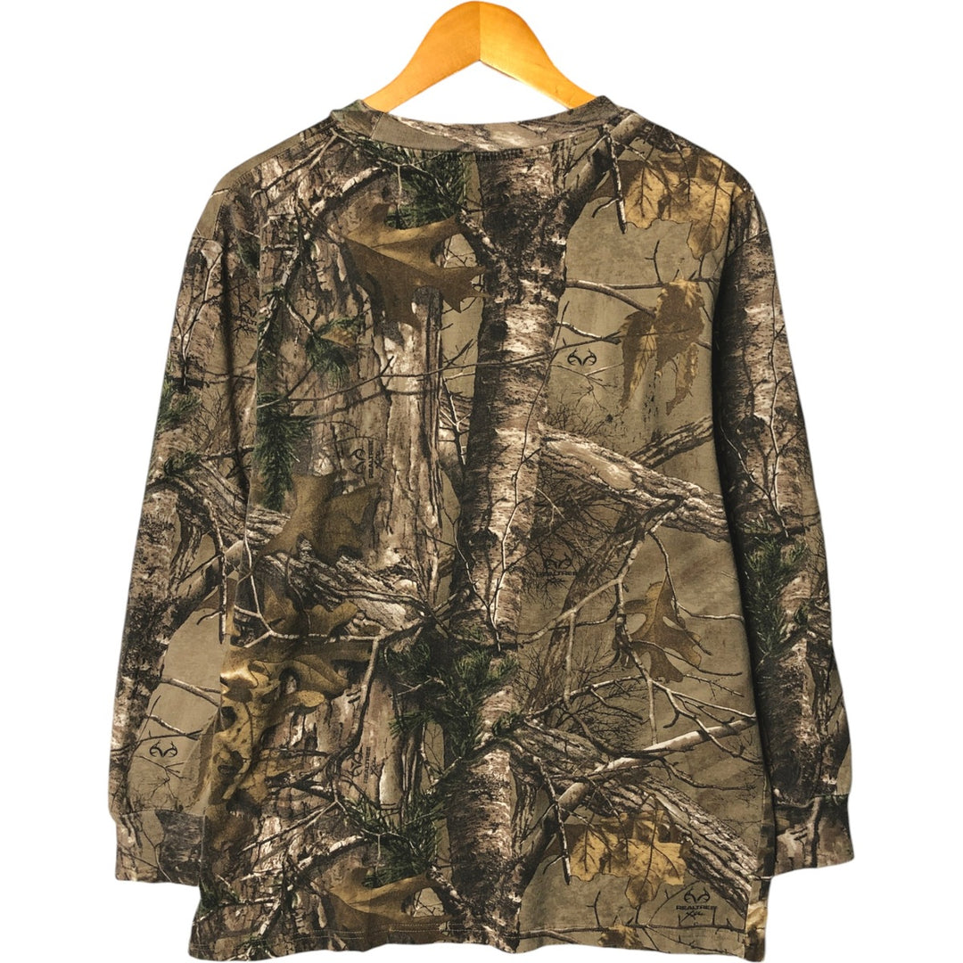 Wrangler Camouflage Pattern Realtree Camo Long Sleeve T-Shirt, Men's Size L unclear Khaki type Vintage Second Hand