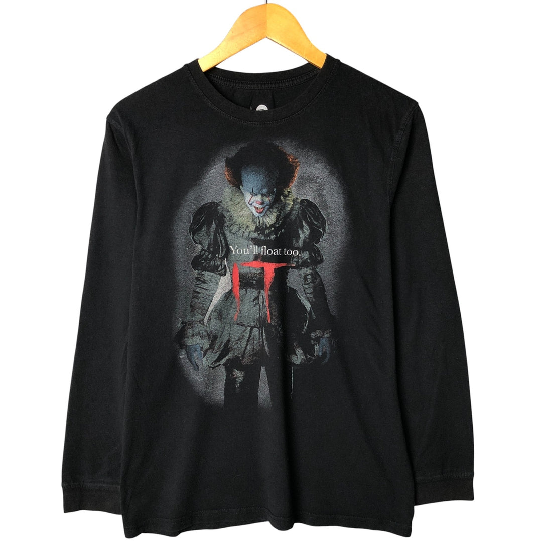 IT Movie Long Sleeve T-Shirt, Men's Size Medium cotton black type Vintage Second Hand