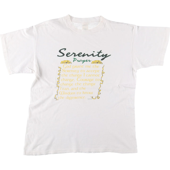 90'S message print T-shirt, men's XL size, vintage cotton white type Vintage Second Hand