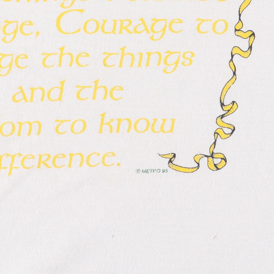 90'S message print T-shirt, men's XL size, vintage cotton white type Vintage Second Hand
