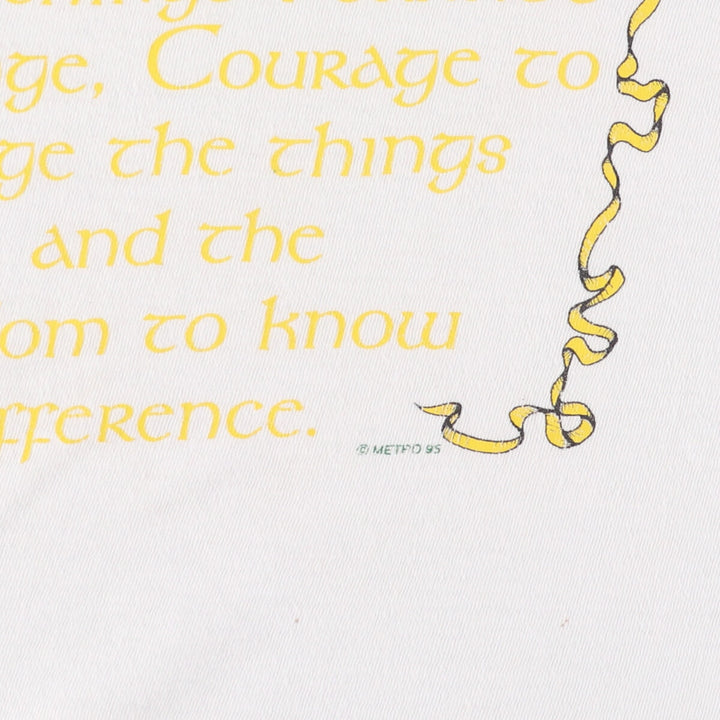 90'S message print T-shirt, men's XL size, vintage cotton white type Vintage Second Hand