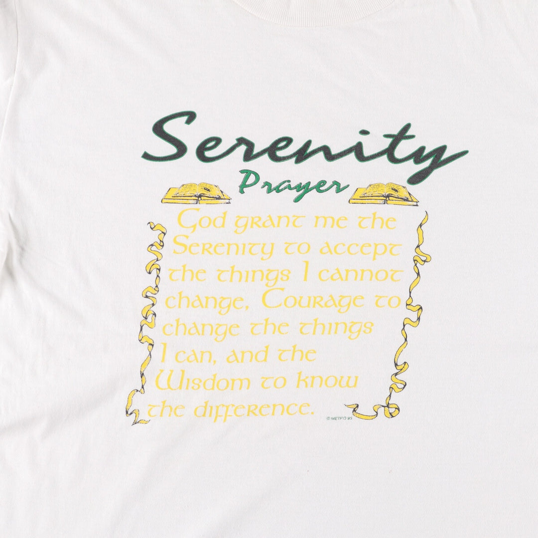 90'S message print T-shirt, men's XL size, vintage cotton white type Vintage Second Hand