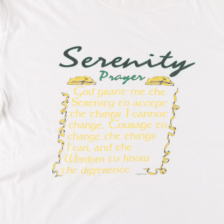 90'S message print T-shirt, men's XL size, vintage cotton white type Vintage Second Hand
