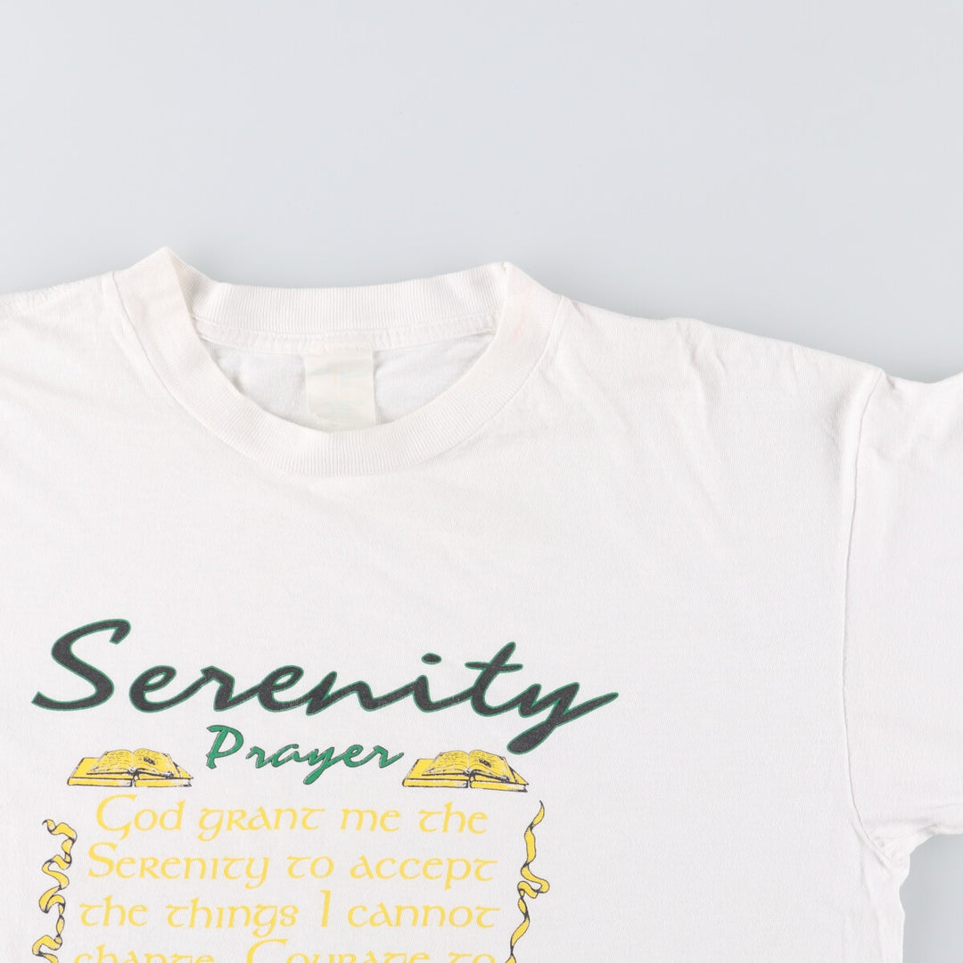 90'S message print T-shirt, men's XL size, vintage cotton white type Vintage Second Hand