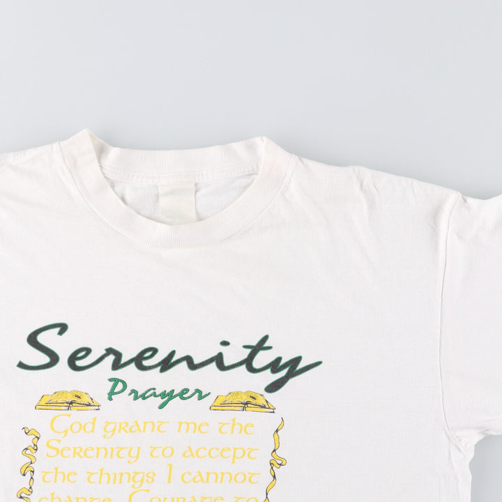 90'S message print T-shirt, men's XL size, vintage cotton white type Vintage Second Hand