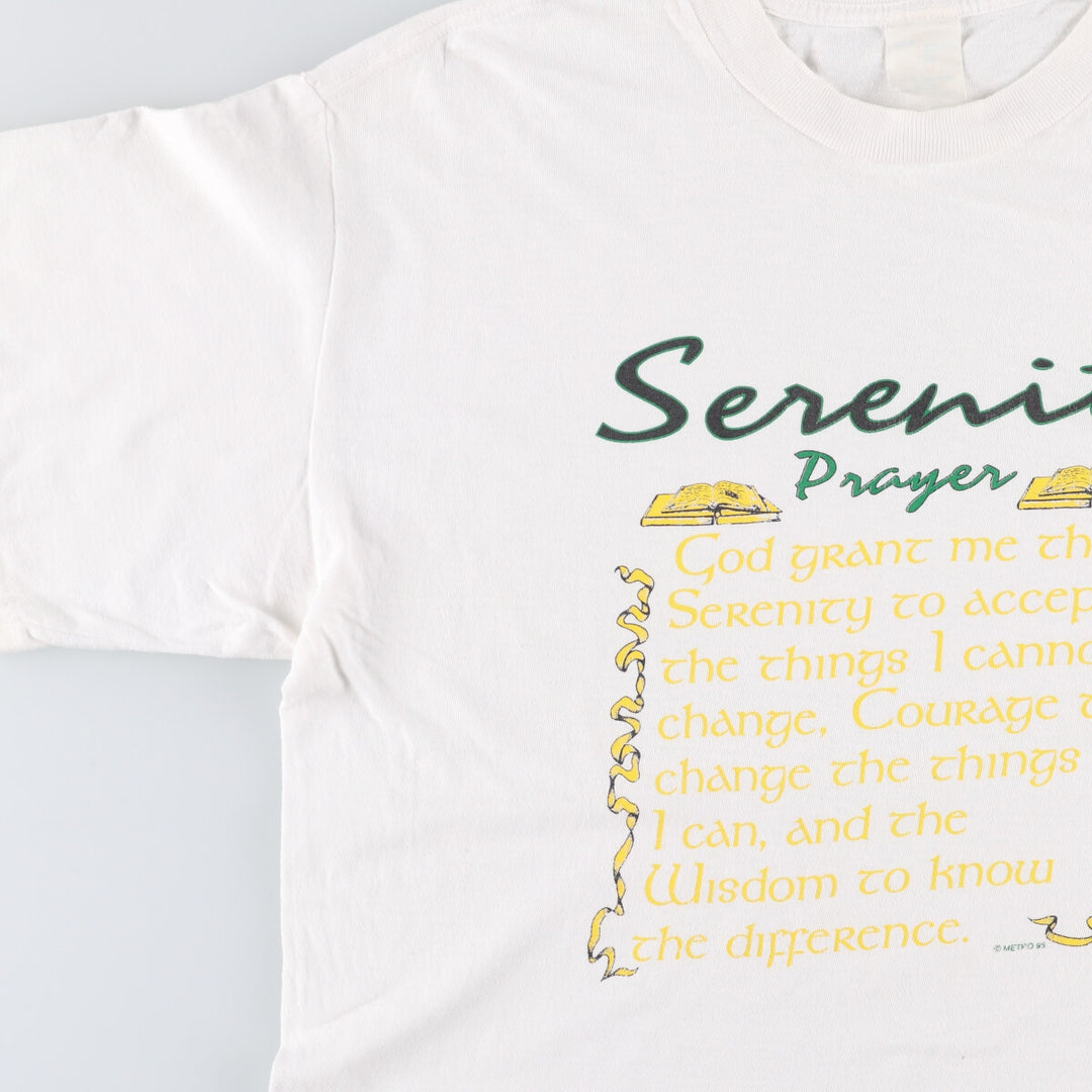 90'S message print T-shirt, men's XL size, vintage cotton white type Vintage Second Hand