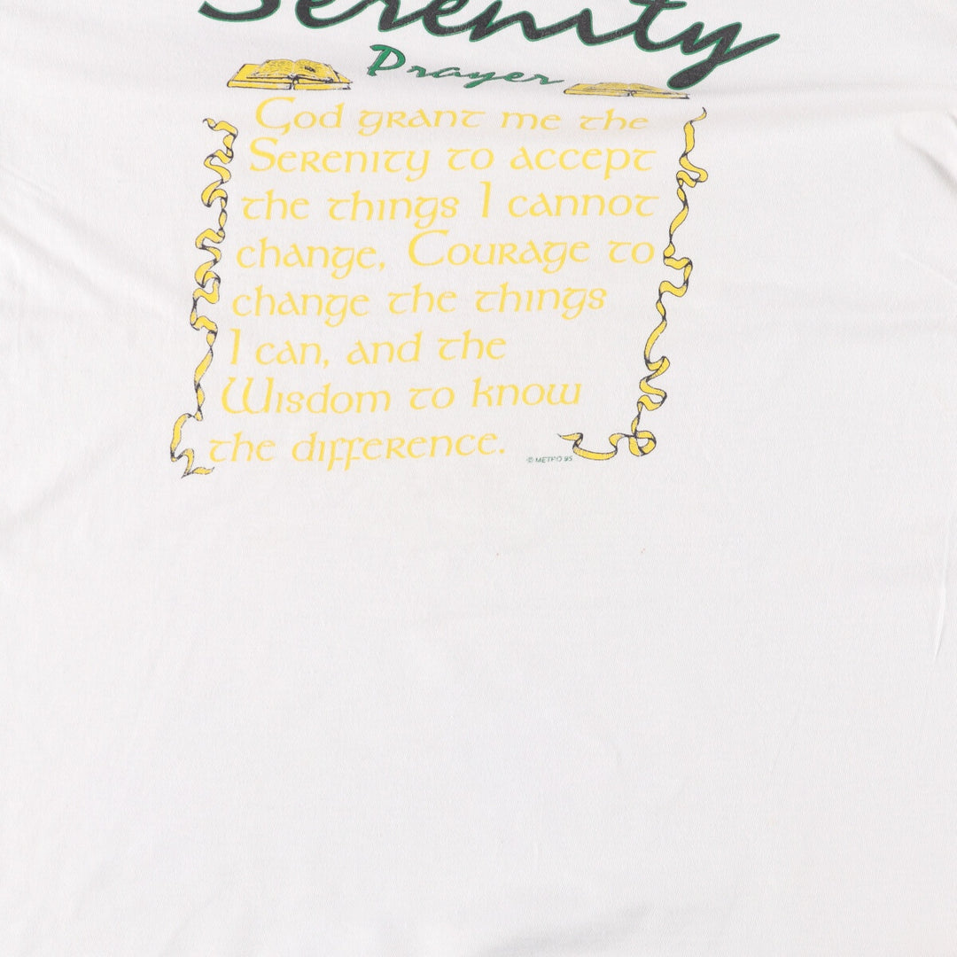 90'S message print T-shirt, men's XL size, vintage cotton white type Vintage Second Hand