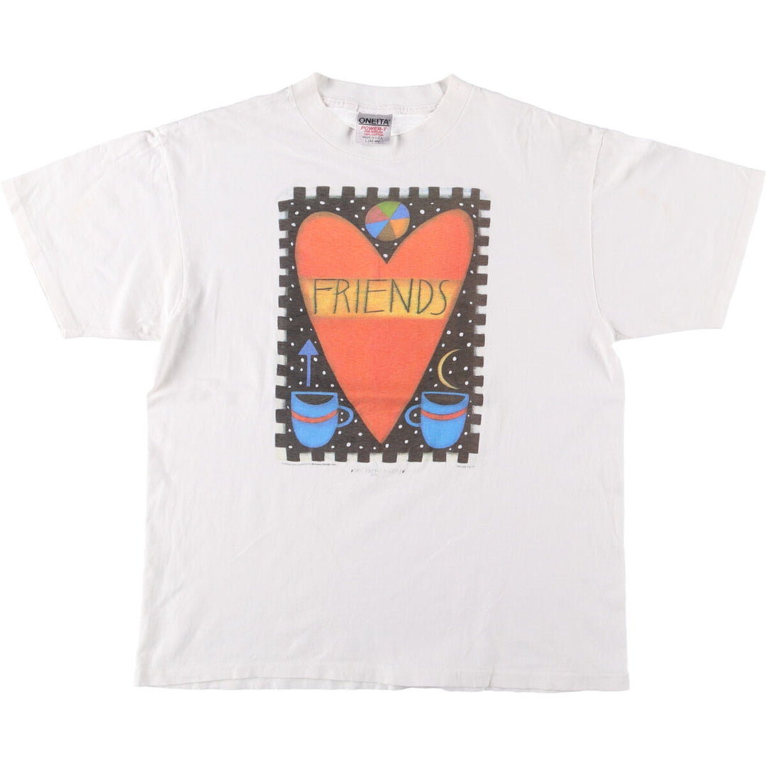 90'S ONEITA POWER-T Printed T-shirt Made in USA Men's XL Vintage cotton white type Vintage Second Hand