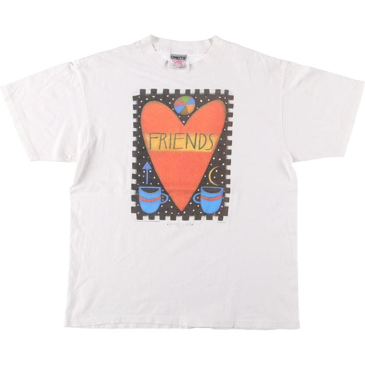 90'S ONEITA POWER-T Printed T-shirt Made in USA Men's XL Vintage cotton white type Vintage Second Hand