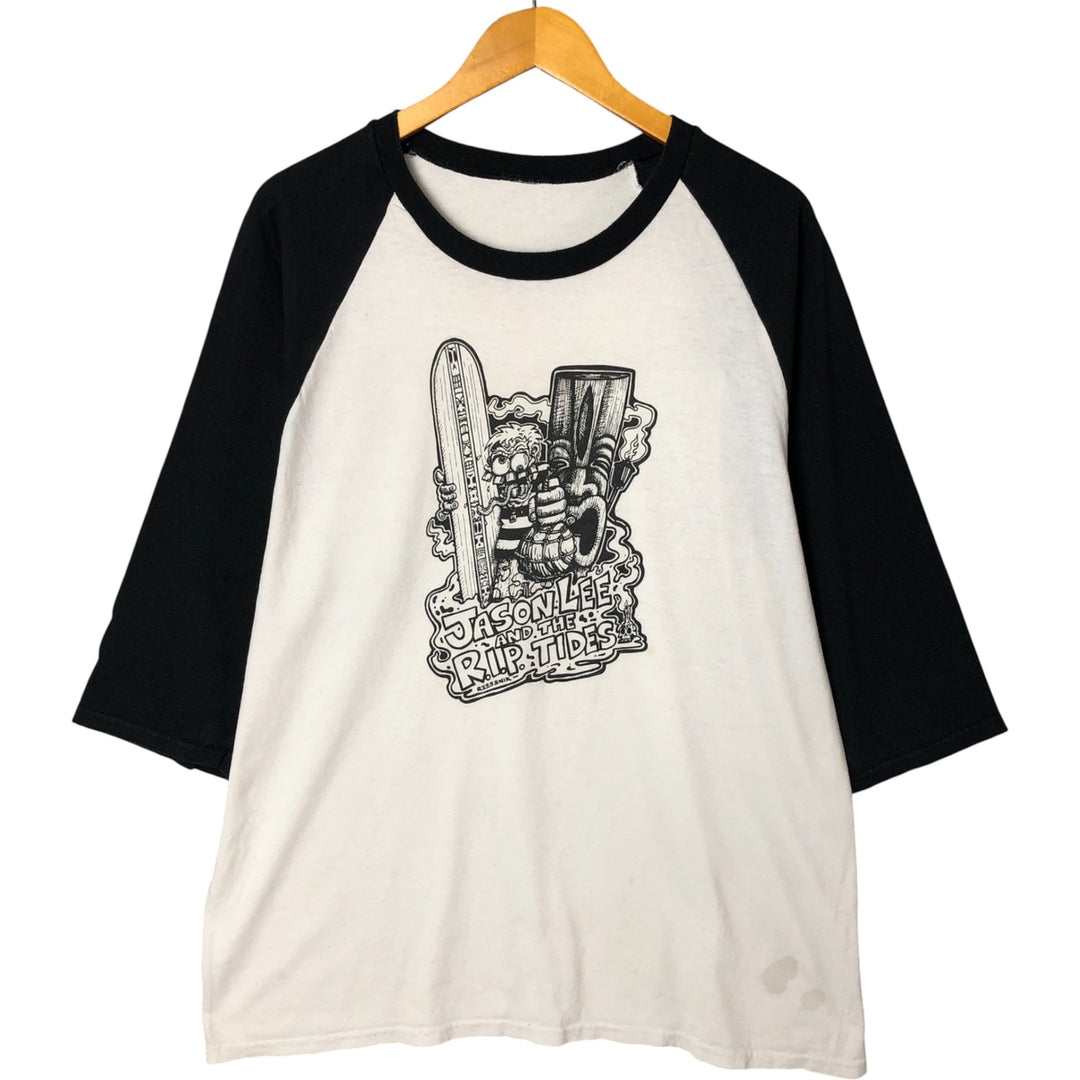 Jason Lee and The RIP Tides 3/4 Sleeve Raglan Band T-Shirt, Men's Size L unclear white type Vintage Second Hand