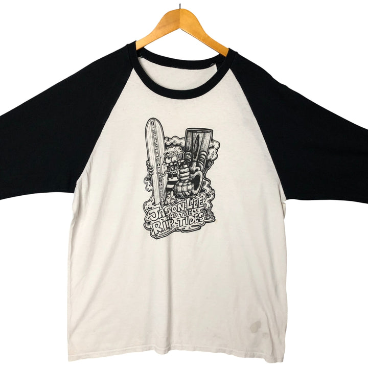 Jason Lee and The RIP Tides 3/4 Sleeve Raglan Band T-Shirt, Men's Size L unclear white type Vintage Second Hand